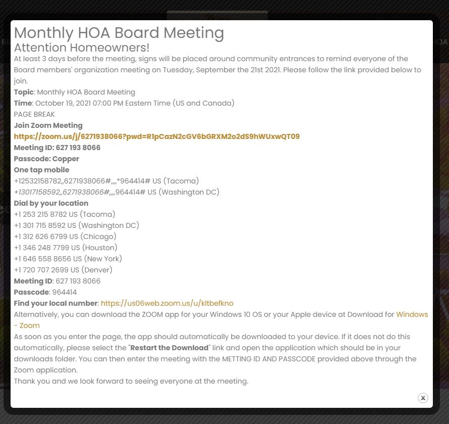 October 2021 Board Meeting Agenda
