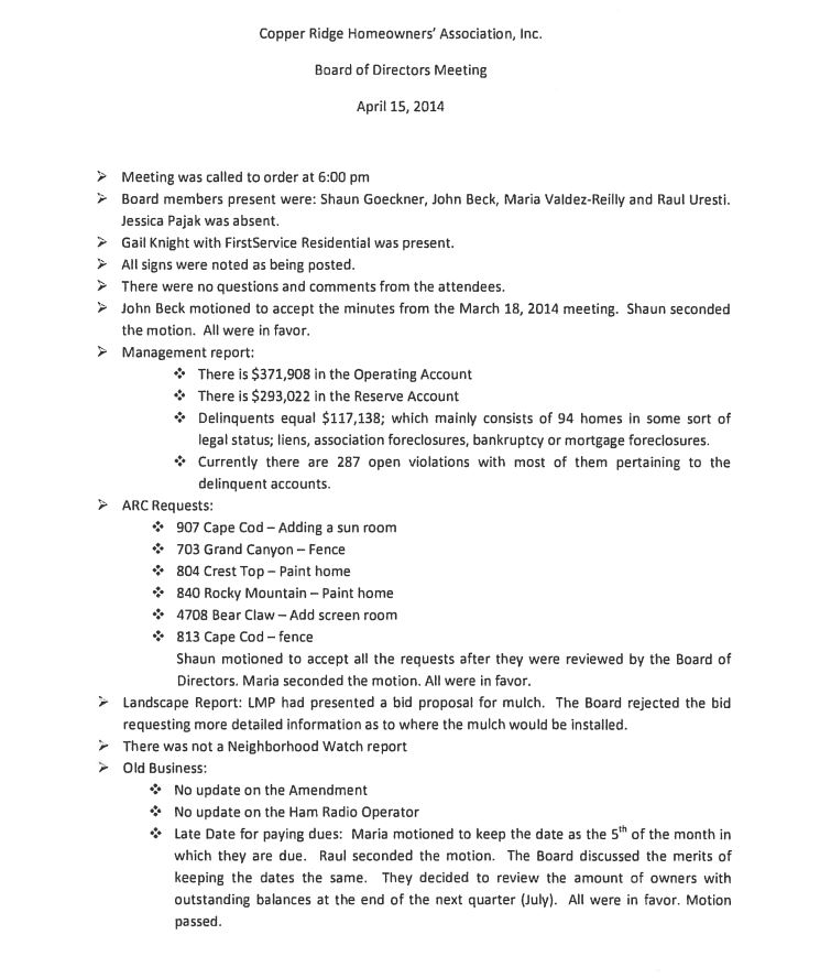 April 2014 Board Meeting Minutes