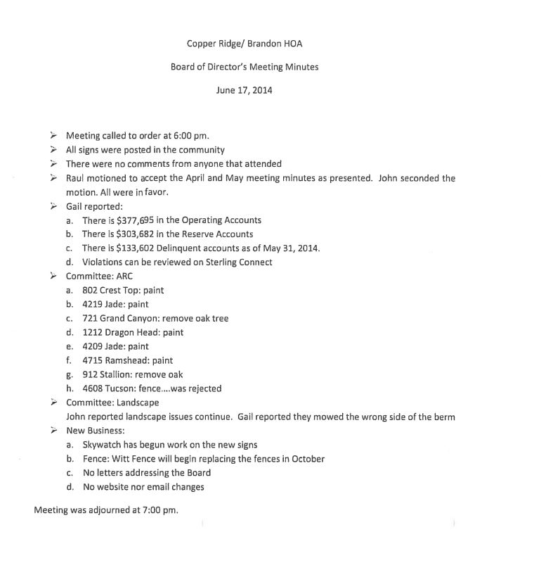 June 2014 Board Meeting Minutes